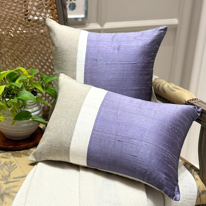 Purple Silkastic  - Purple Silk & Linen Throw Pillow Cover
