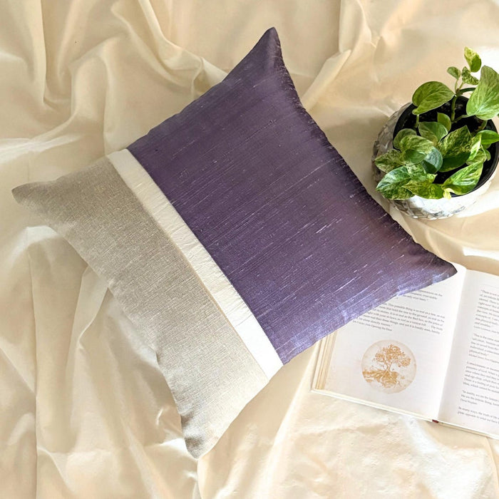 Purple Silkastic  - Purple Silk & Linen Throw Pillow Cover