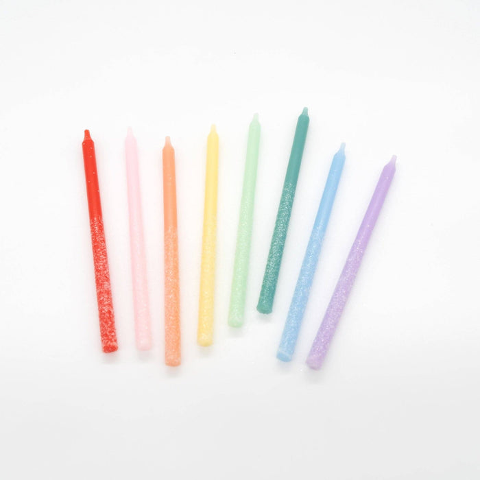 Rainbow Multicolor Candles with Iridescent Glitter Gatherings by Curated Paperie