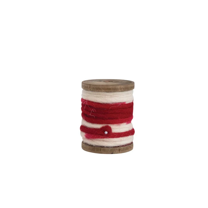 Red & Cream Wool Ribbon