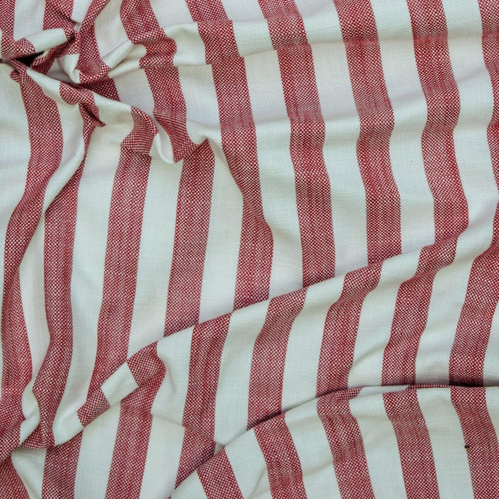 Red Gingham Stripes Cotton Fabric
