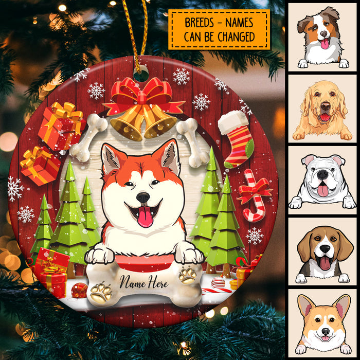 Red Wooden - Christmas Decoration - Personalized Dog Christmas Ornament