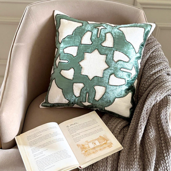 Rhea - Teal Blue Velvet Decorative Euro Sham