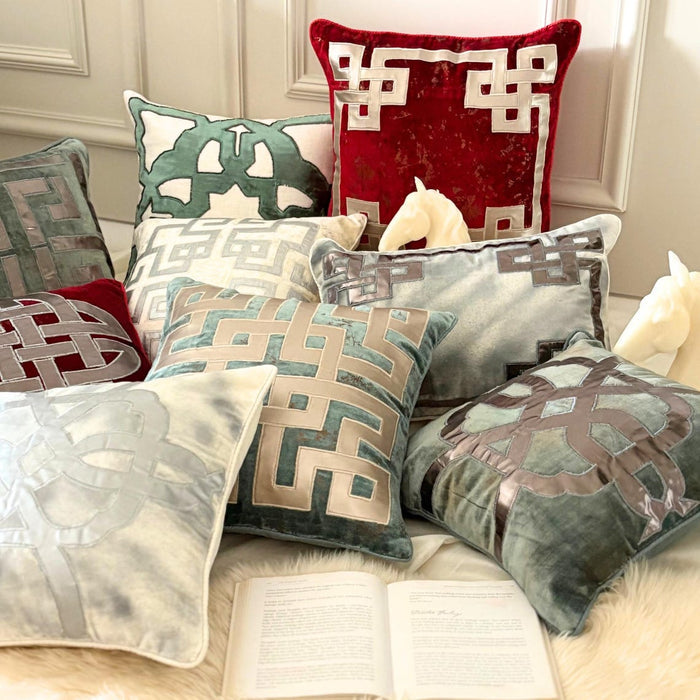Rhea - Teal Blue Velvet Decorative Euro Sham