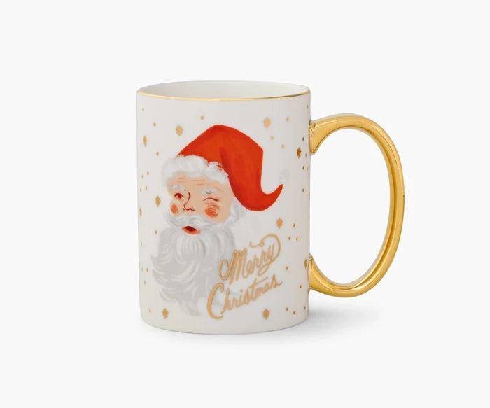 Rifle Paper Holiday Porcelain Mug -Winking Santa Claus