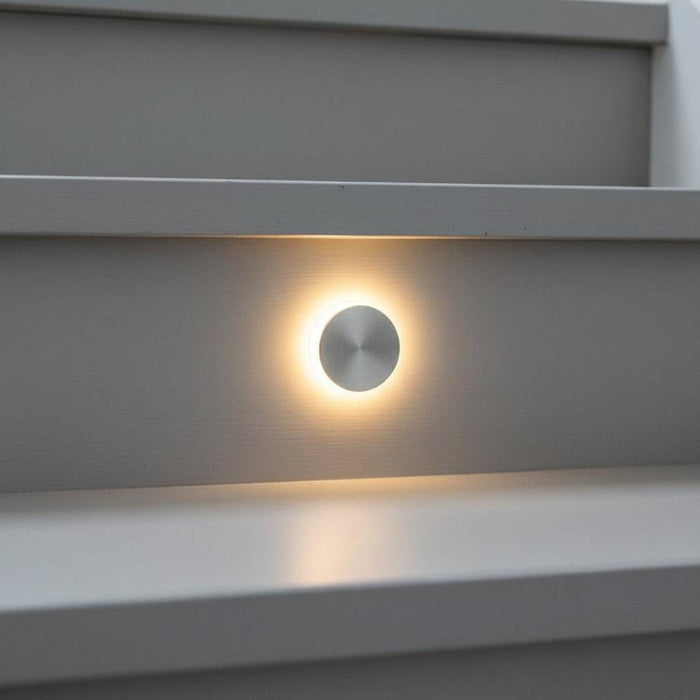 silver staircase tread lighting installed in stair riser