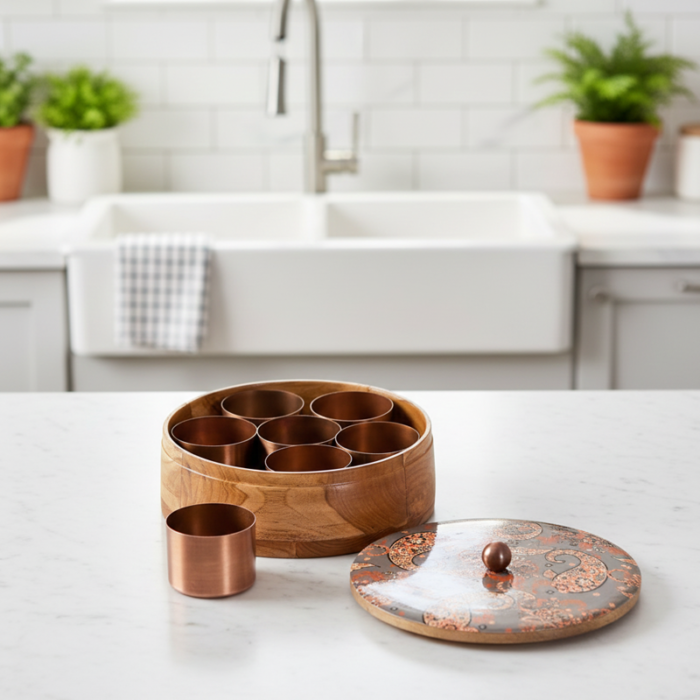 Designer Wooden Masala Danni by Intaryaa - lifestyle shot