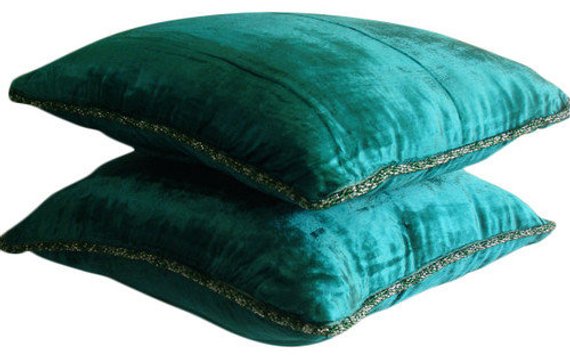 Royal Peacock Green Shimmer Pillow Cover