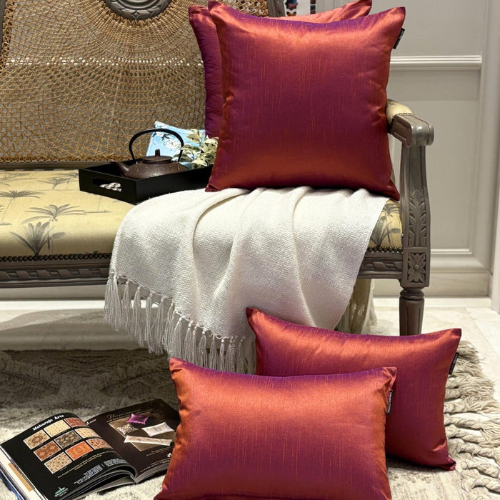 Rust & Purple Luxury - Rust & Purple Art Silk Throw Pillow Cover Pack of 2
