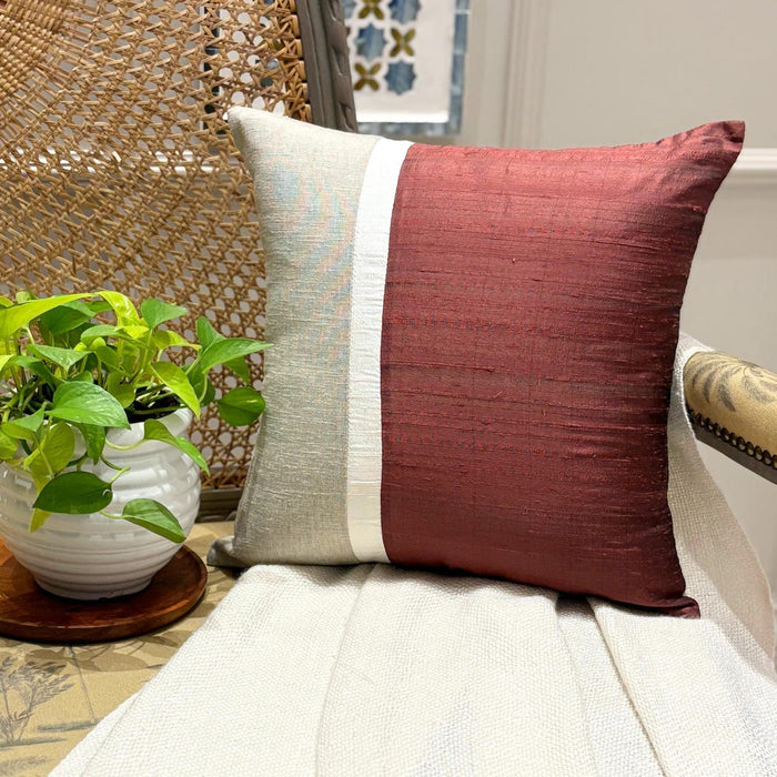 Rust Silkastic  - Rust Silk & Linen Throw Pillow Cover