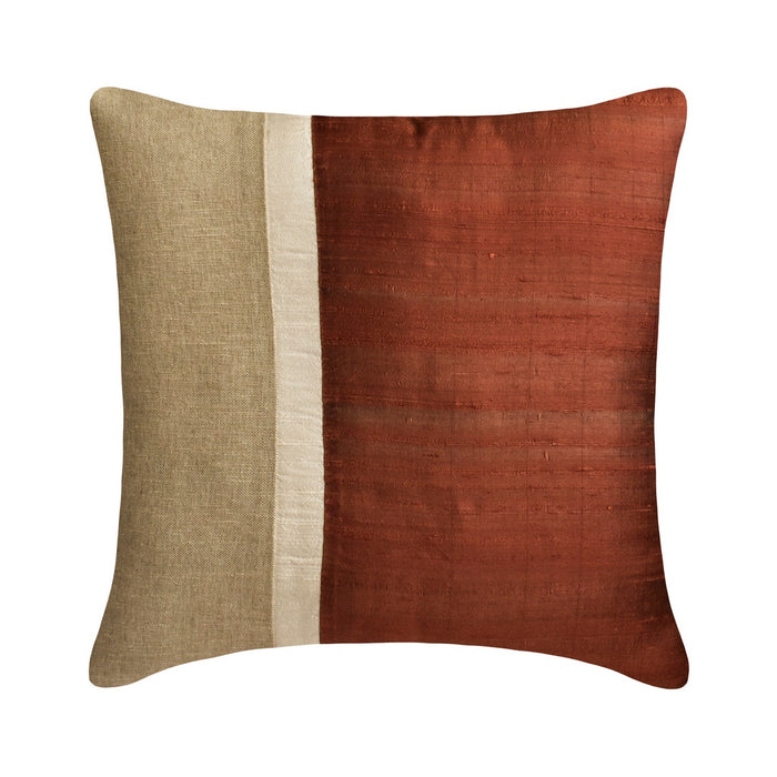 Rust Silkastic  - Rust Silk & Linen Throw Pillow Cover