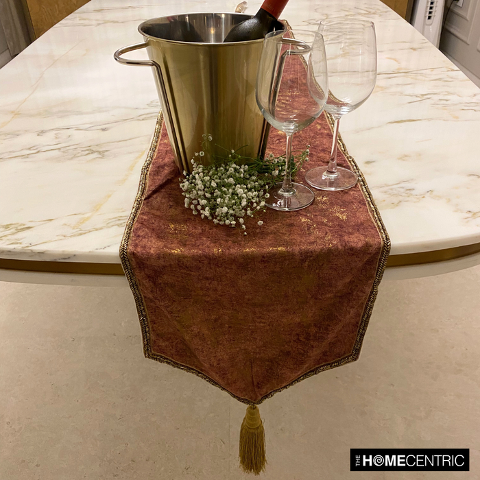 Rust Suede Decorative Table Runner - Shimmer Fest