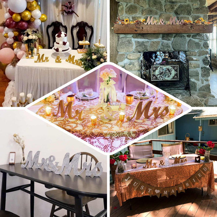 Mr. & Mrs. decorative signs for wedding tables and celebrations.