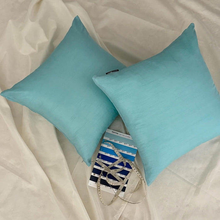 Sea Green Luxury Pack of 2 - Sea Green Art Silk Throw Pillow Cover