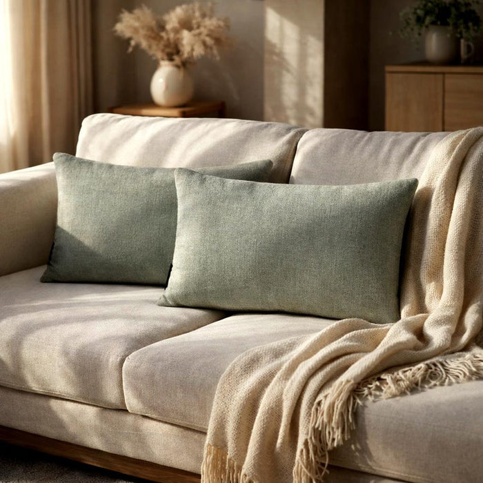 Set of 2 Sea Salt Linen Throw / Lumbar Pillow Cover - Sea Salt Linen
