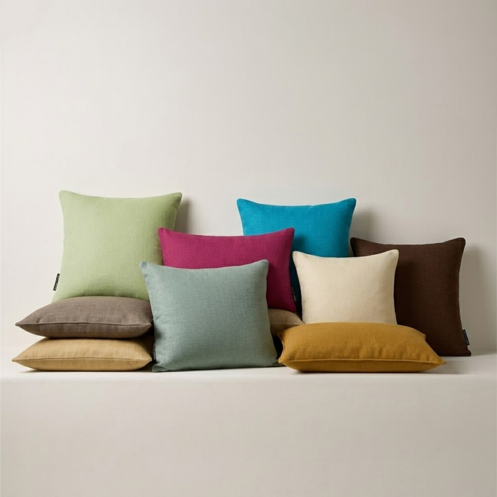 Set of 2 Sea Salt Linen Throw / Lumbar Pillow Cover - Sea Salt Linen