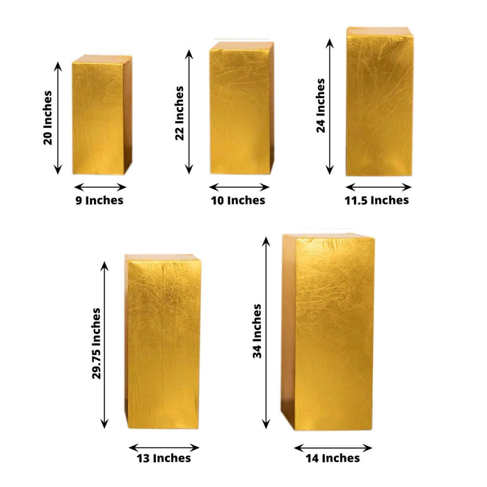 Set of gold decorative boxes in various sizes, displayed on a white background.