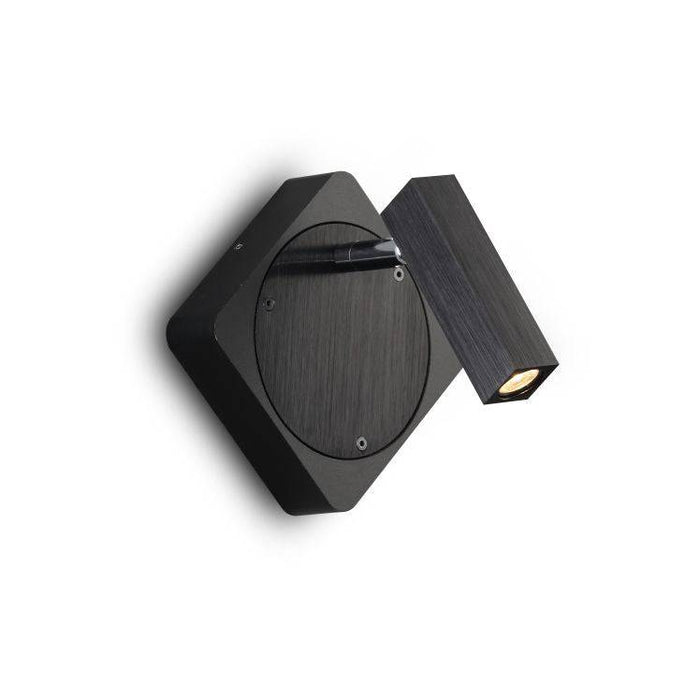 black wall reading light shown on a white back ground