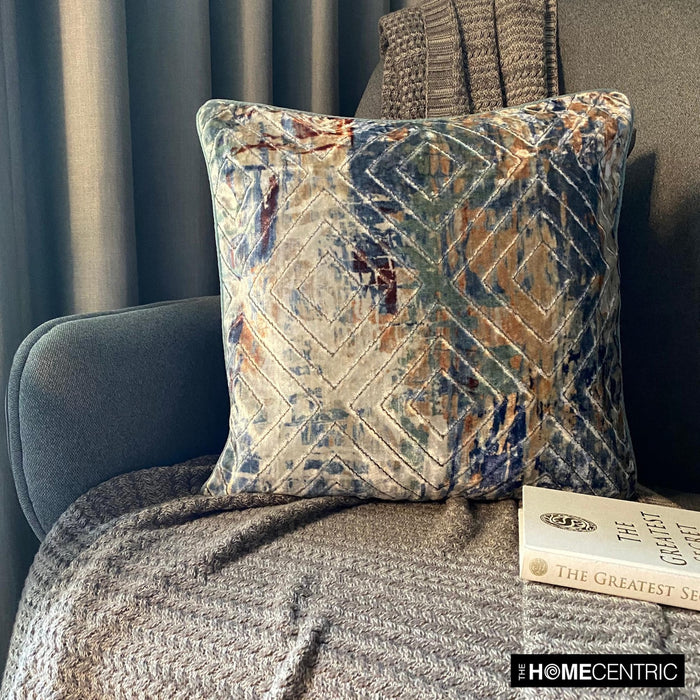Shaded Graffito - Blue Velvet Decorative Euro Sham