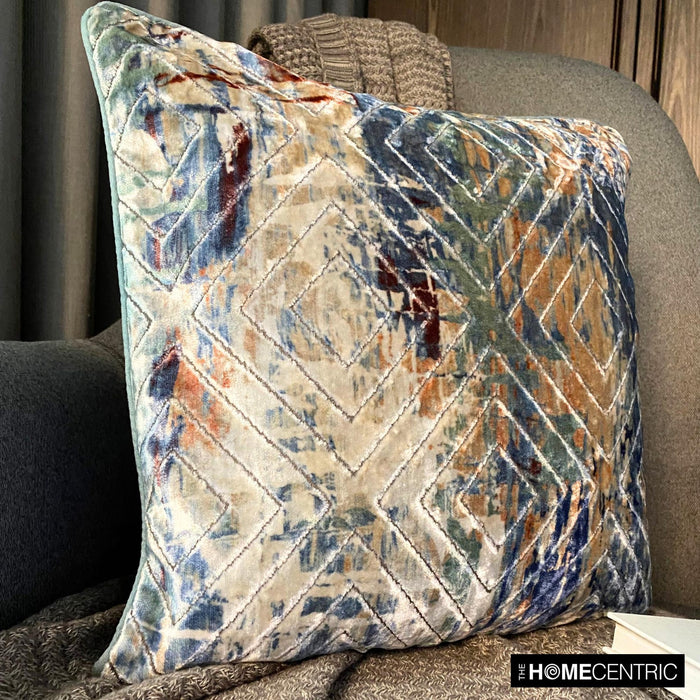 Shaded Graffito - Blue Velvet Decorative Euro Sham