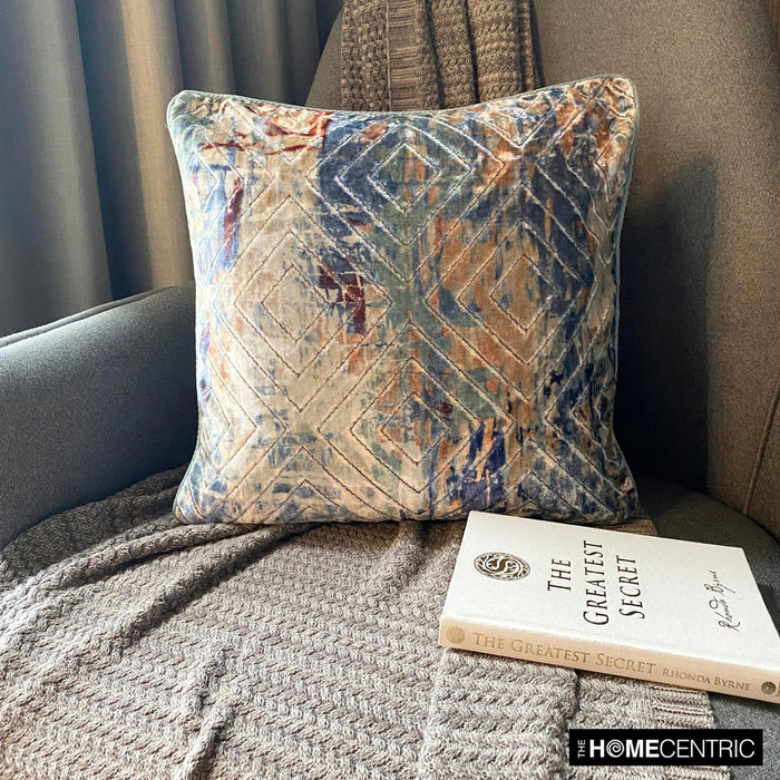 Shaded Graffito - Blue Velvet Decorative Euro Sham