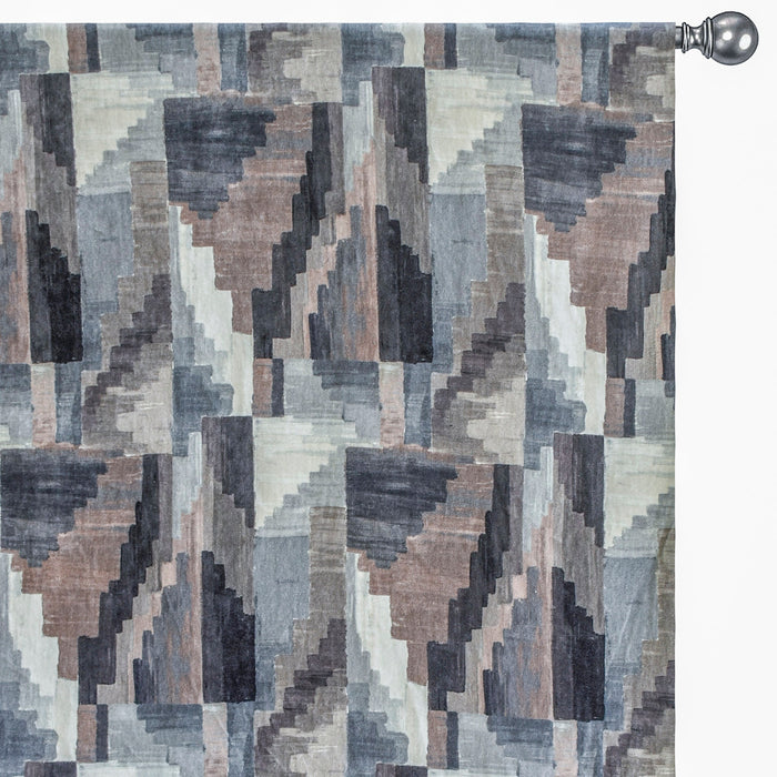 Shades of Gray N Brown Abstract Velvet Print Curtain Panels