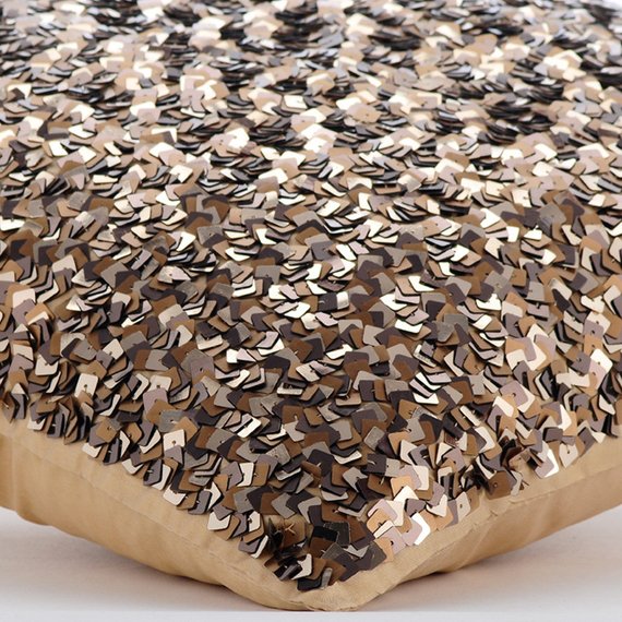 Shocker Gold Beaded Throw Pillow Cover