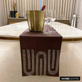 Silk Dupioni Purple, Silver Decorative Table Runners - Silver Pipe