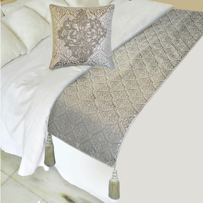 Silver Empress Decorative Bed Runner and Pillow Cover