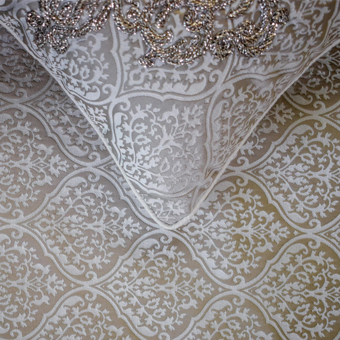 Silver Empress - Jacquard Gray Decorative Bed Runner and Pillow Cover