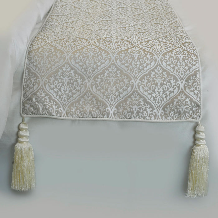 Silver Empress - Jacquard Gray Decorative Bed Runner and Pillow Cover