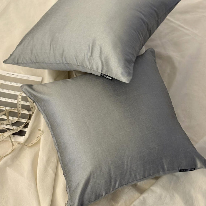 Silver Gray Luxury Pack of 2 - Silver Grey Art Silk Throw Pillow Cover