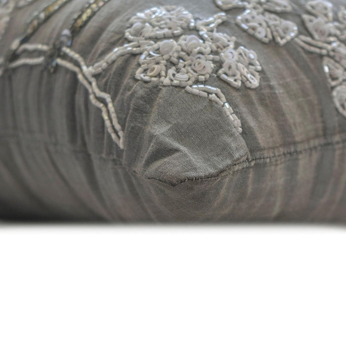 Silver Pigeons - Silver Art Silk Decorative Euro Sham