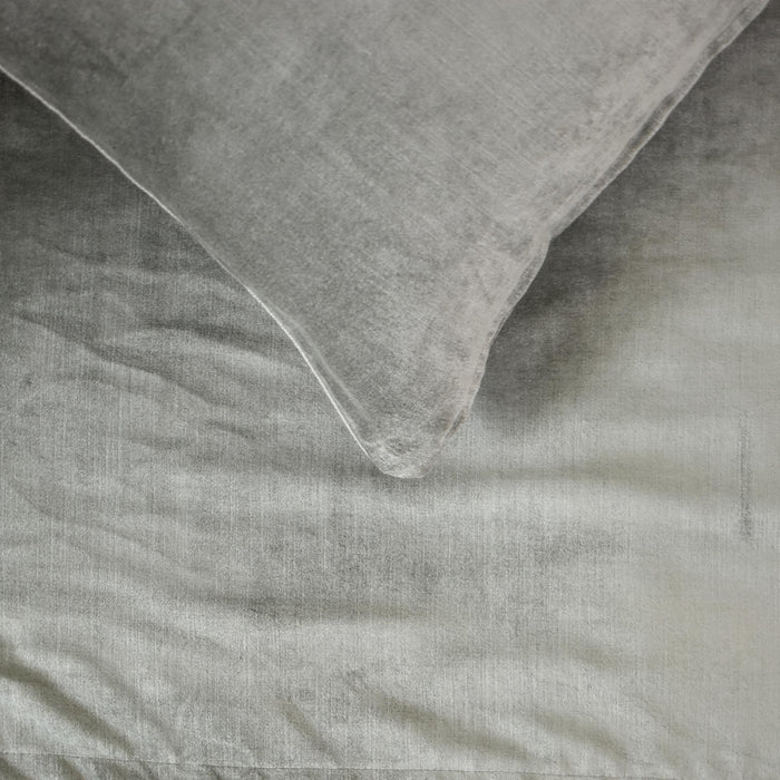 Silver Velvet Plush - Velvet Silver Decorative Bed Runner and Pillow Cover