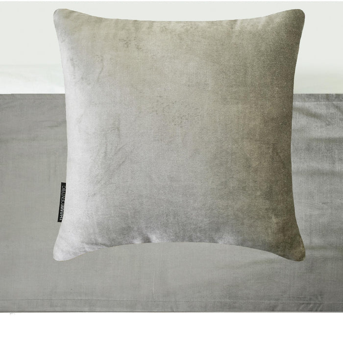 Silver Velvet Plush - Velvet Silver Decorative Bed Runner and Pillow Cover