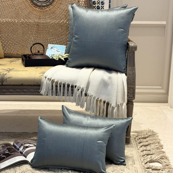 Smoky Green Luxury Pack of 2 - Smoky Green Art Silk Throw Pillow Cover
