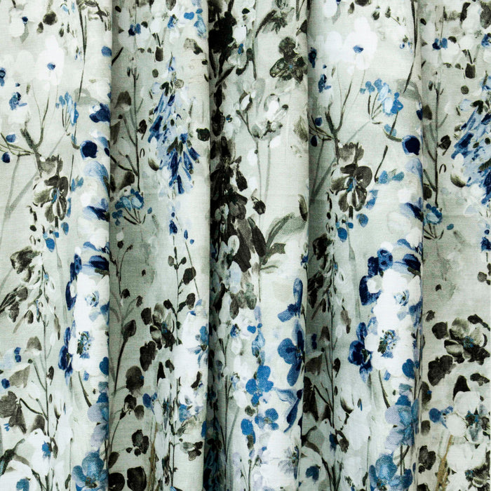 Snow Garden Ivory, Grey Printed Cotton Curtain Panels