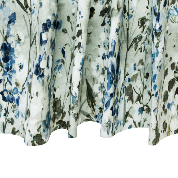 Snow Garden Ivory, Grey Printed Cotton Curtain Panels