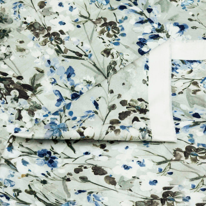 Snow Garden Ivory, Grey Printed Cotton Curtain Panels