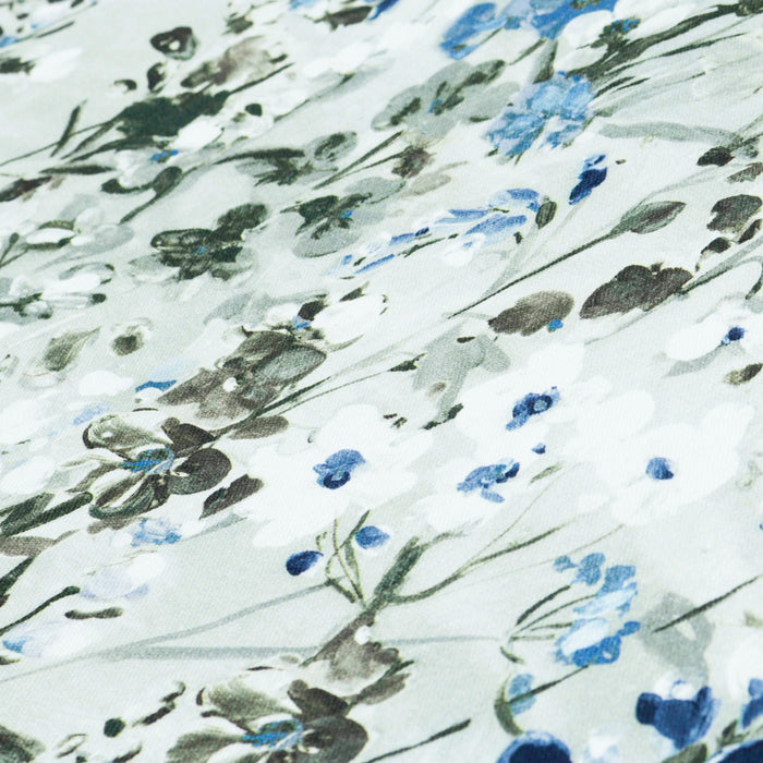 Snow Garden Ivory, Grey Printed Cotton Curtain Panels