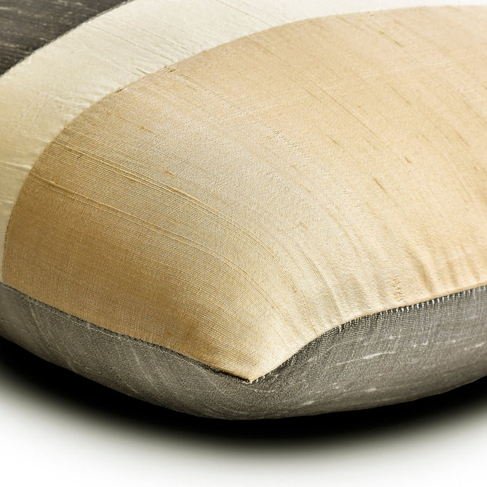 Splendour Gold - Gold & Grey Silk Throw Pillow Cover