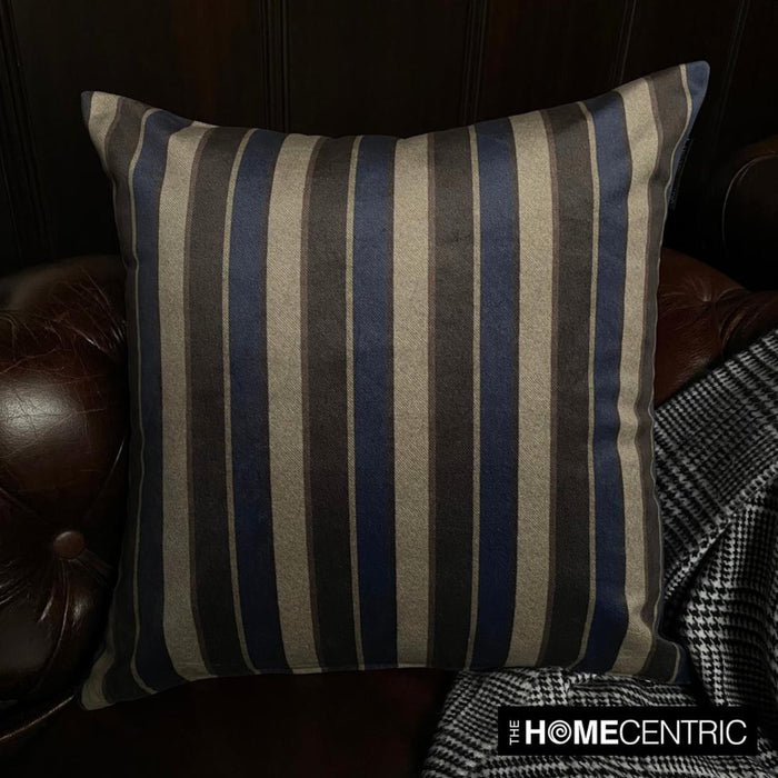 Stripe Flow Blue - Blue Velvet Stripes Throw Pillow Cover