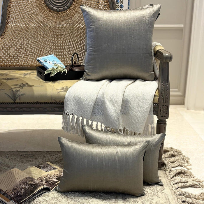 Taupe Gray Luxury Pack of 2 - Taupe Gray Art Silk Throw Pillow Cover