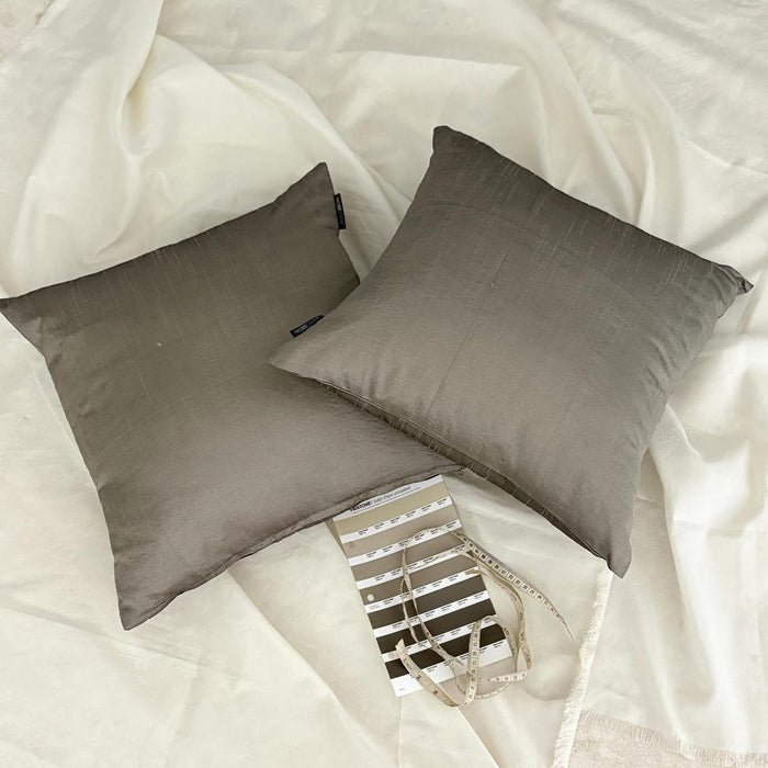 Taupe Gray Luxury Pack of 2 - Taupe Gray Art Silk Throw Pillow Cover
