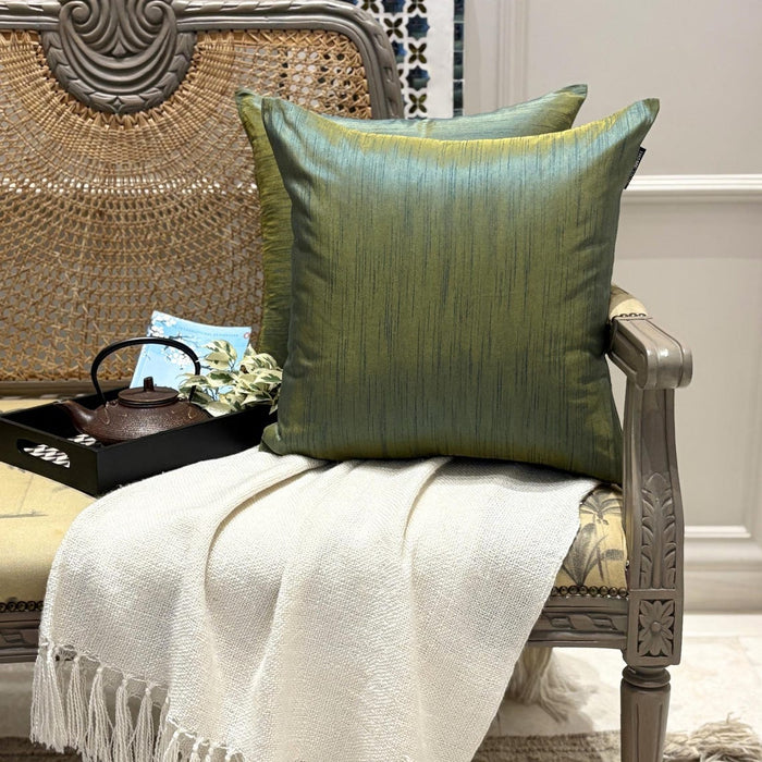 Teal And Yellow Luxury - Teal & Yellow Art Silk Throw Pillow Cover Pack of 2