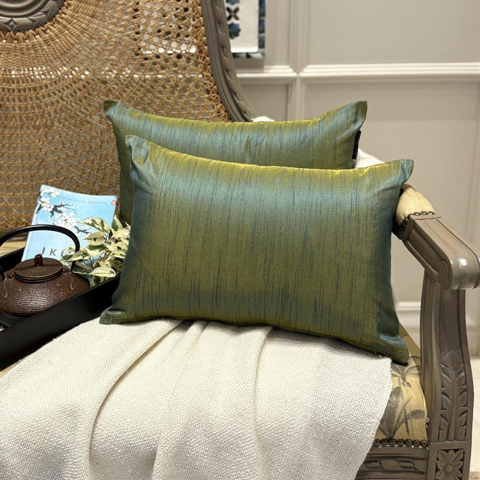 Teal And Yellow Luxury - Teal & Yellow Art Silk Throw Pillow Cover Pack of 2