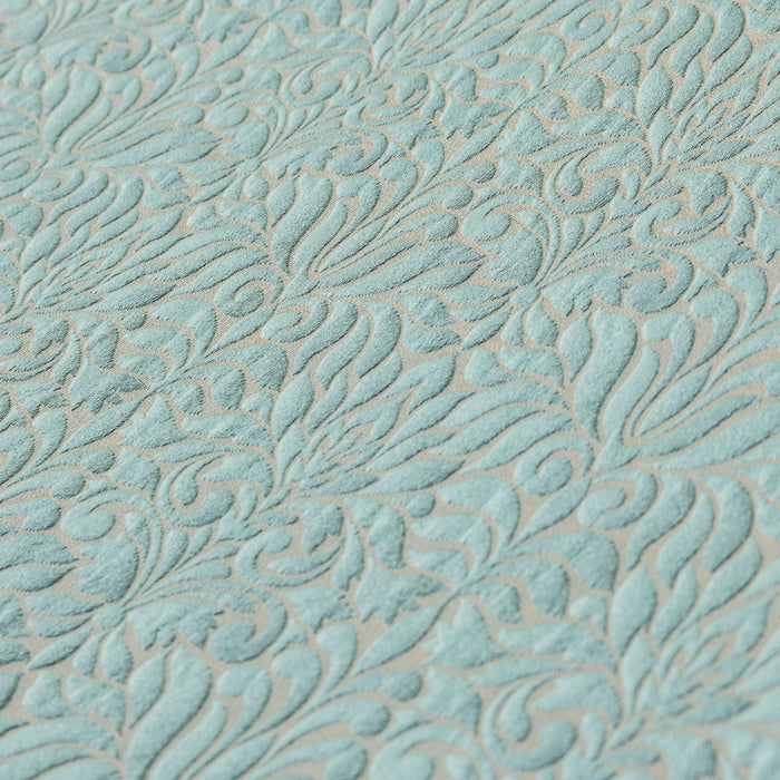 Teal Floral Damask Jacquard Weave Curtain Panels