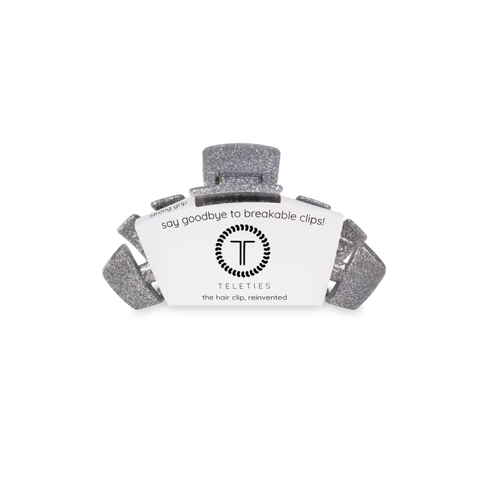 Teleties Classic Claw Clip -Silver Glitter