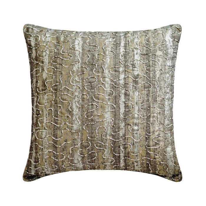 Time To Time Gold - Gold & Brown Silk Throw Pillow Cover