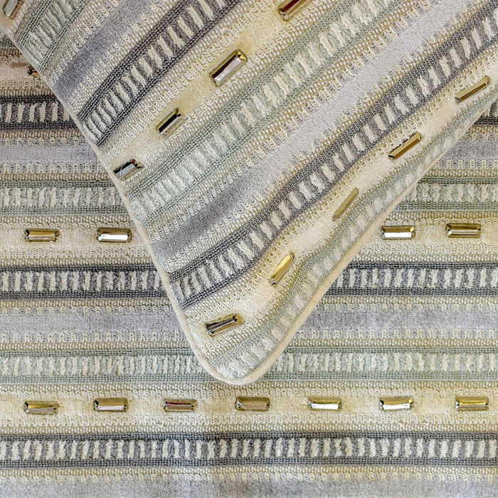 Timeless Stripes - Velvet Gray, Blue Decorative Bed Runner and Pillow Cover